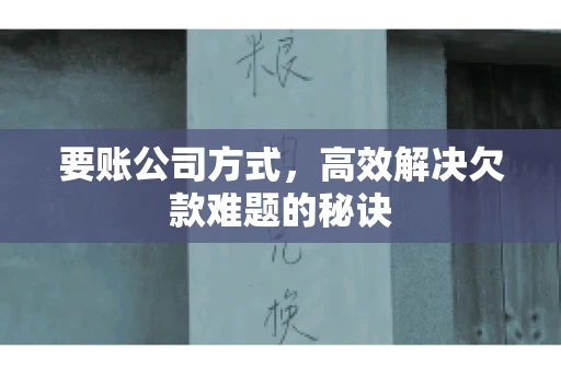 要账公司方式，高效解决欠款难题的秘诀