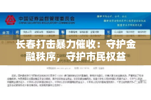 长春打击暴力催收：守护金融秩序，守护市民权益