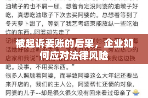 被起诉要账的后果，企业如何应对法律风险