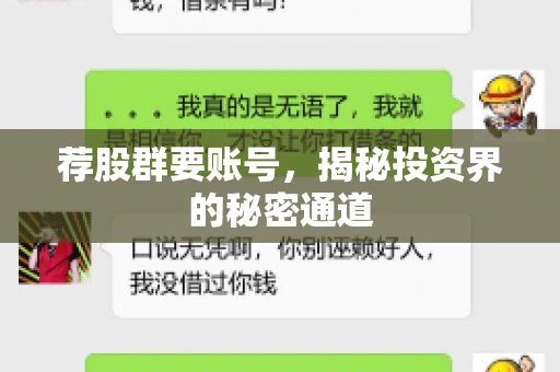 荐股群要账号，揭秘投资界的秘密通道