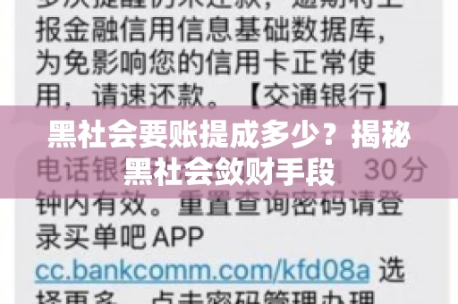 黑社会要账提成多少？揭秘黑社会敛财手段