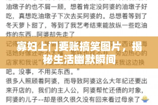寡妇上门要账搞笑图片，揭秘生活幽默瞬间