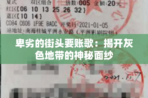 卑劣的街头要账歌:揭开灰色地带的神秘面纱 卑劣的街头要账歌:揭开灰色地带的神秘面纱
